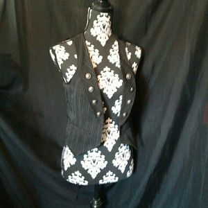 Black Vest with Pinstripes and Buttons